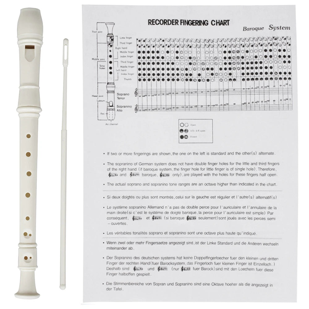 8-Hole Soprano Recorder Flute – ABS Woodwind Instrument