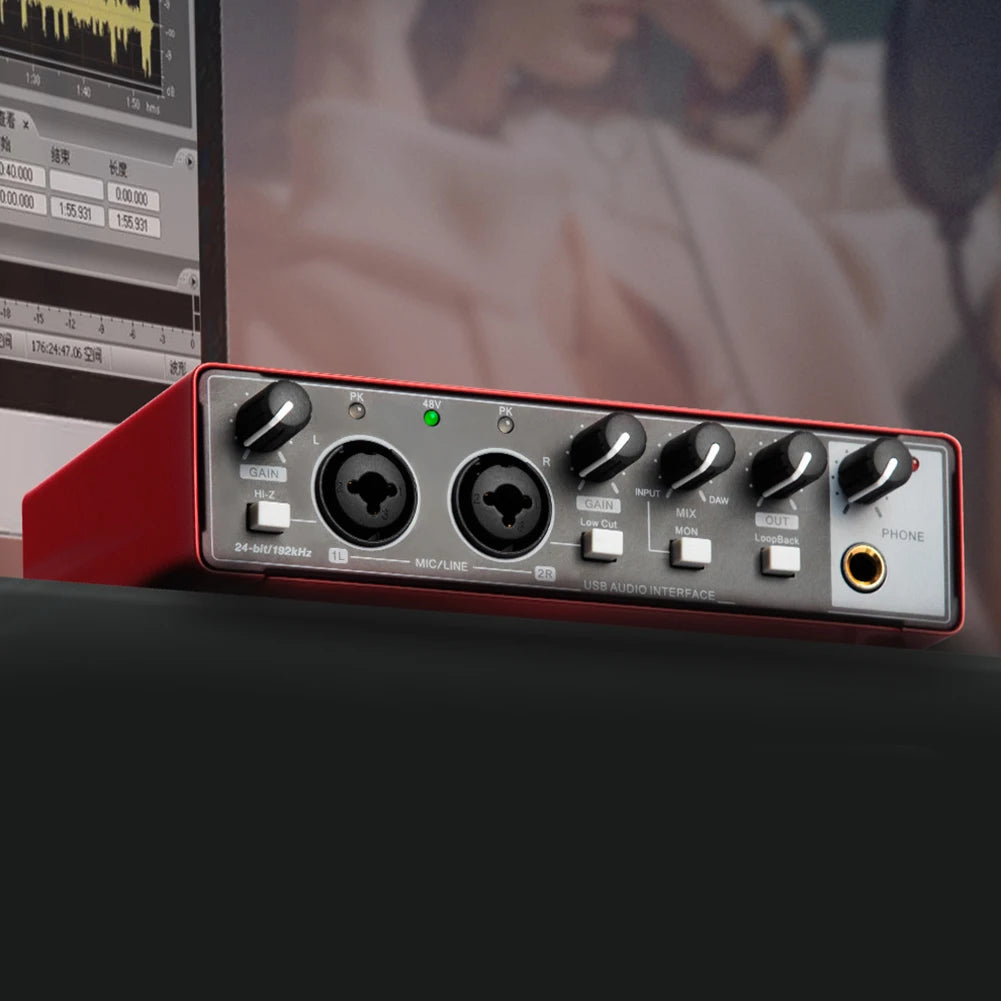 MD22 Portable USB Sound Card – 48V Phantom Power, 24-bit/192kHz Audio Interface