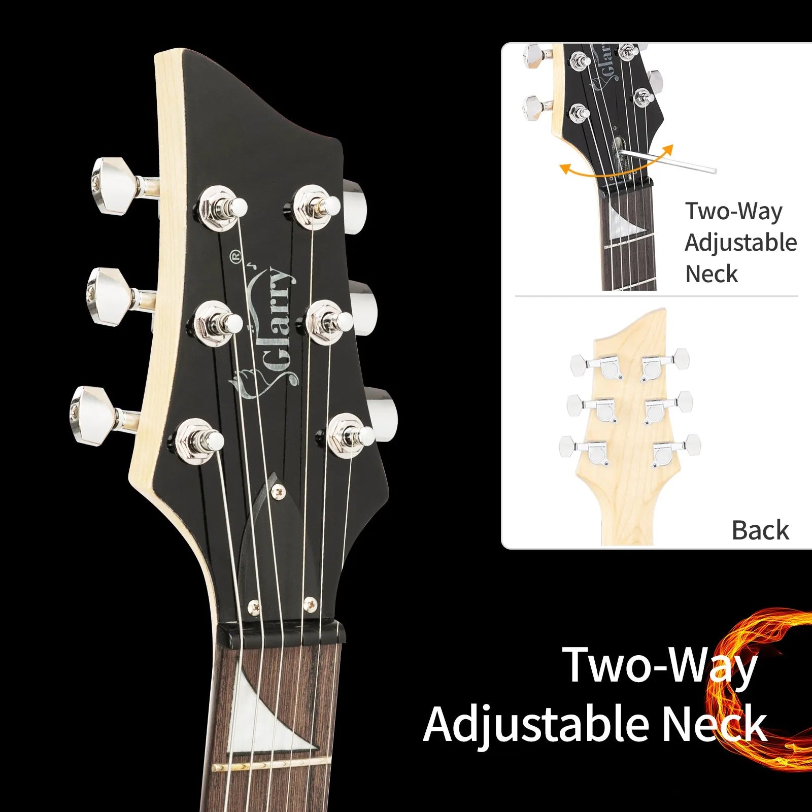 Glarry Burning Fire 24-Fret Electric Guitar – Sunset Finish with Bag & Accessories