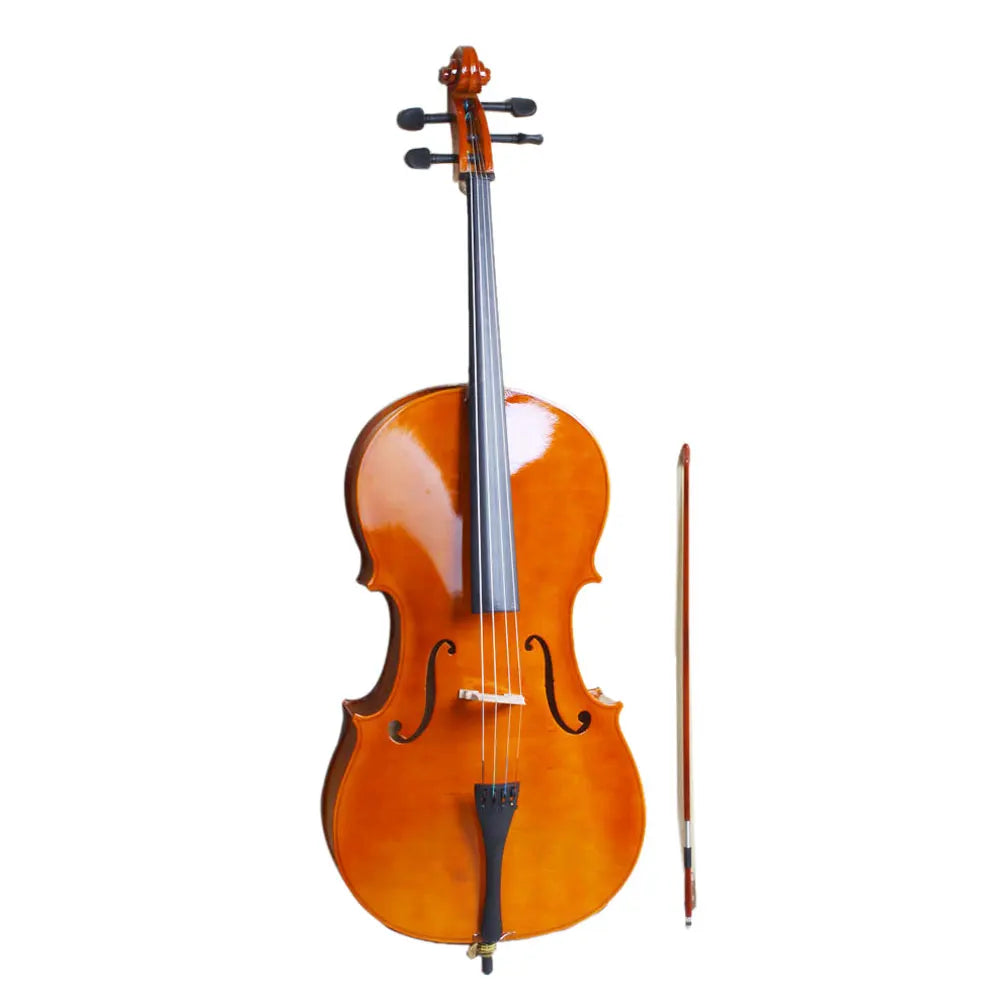 4/4 Full Size Wooden Cello – With Bag, Bow, Rosin & Bridge (Natural)