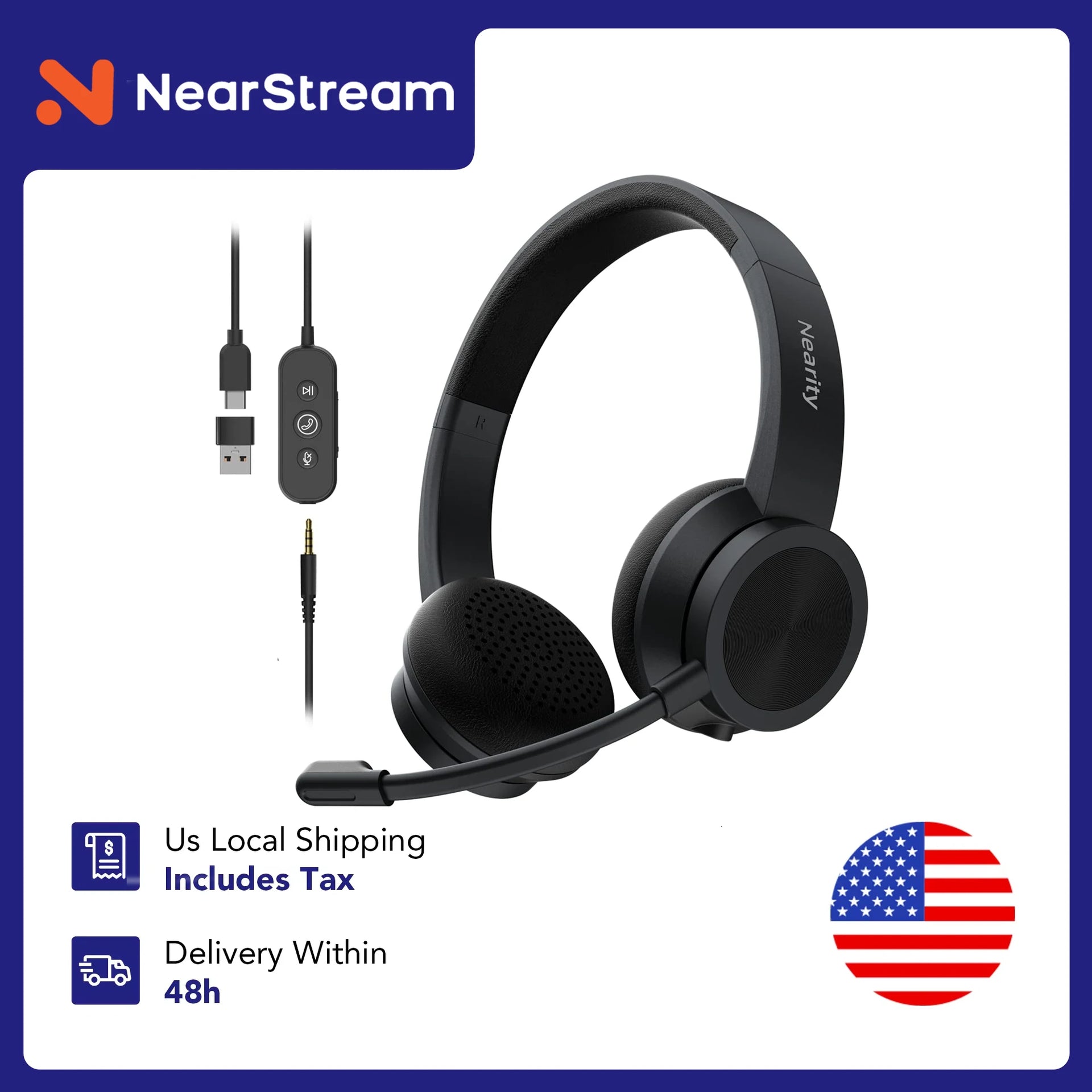 Clearance Sale Wired Over-Ear Headphones with Mic – Noise Cancelling Headset