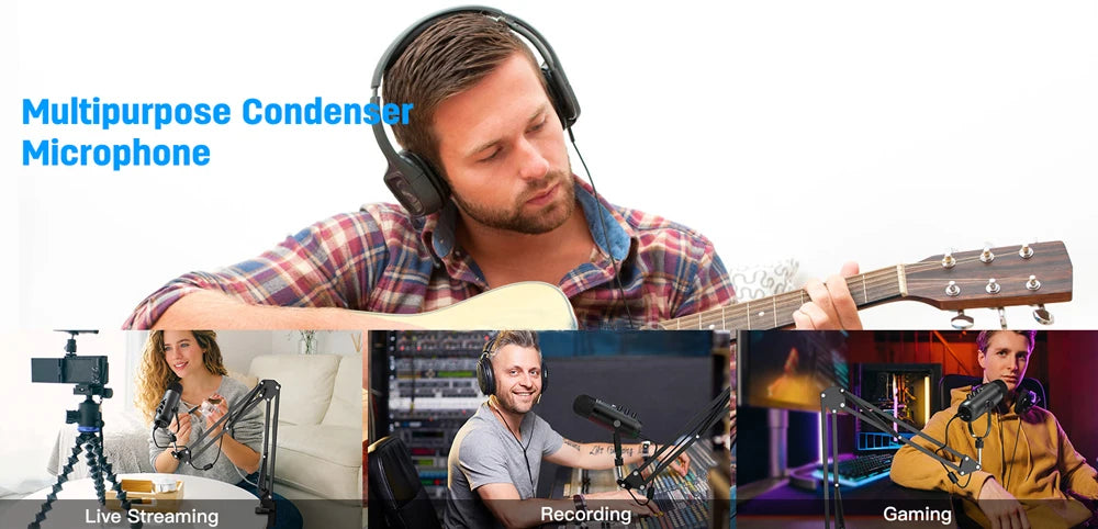Haomuren Professional USB Podcast Microphone Kit – Condenser Mic with Boom Arm
