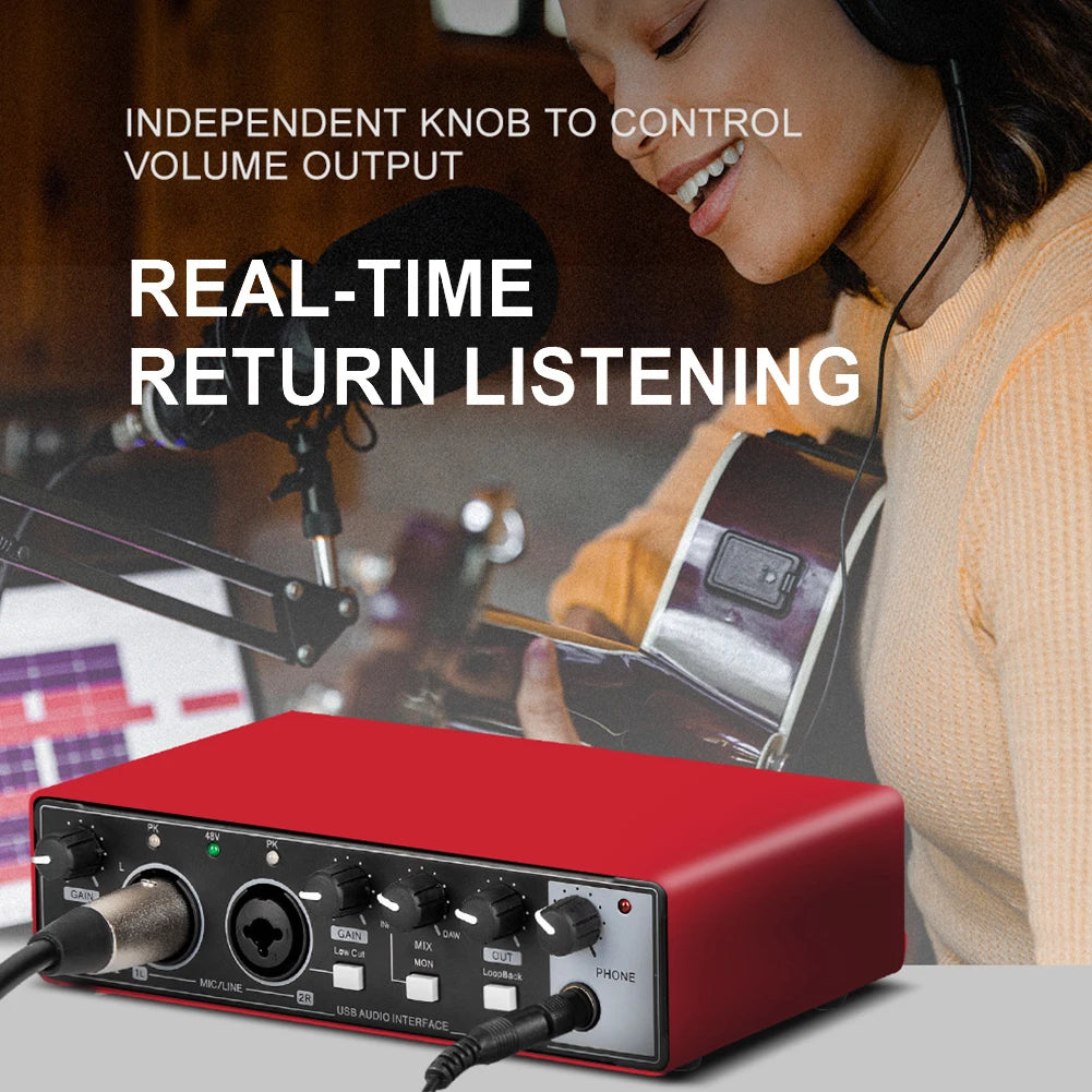 MD22 Portable USB Sound Card – 48V Phantom Power, 24-bit/192kHz Audio Interface
