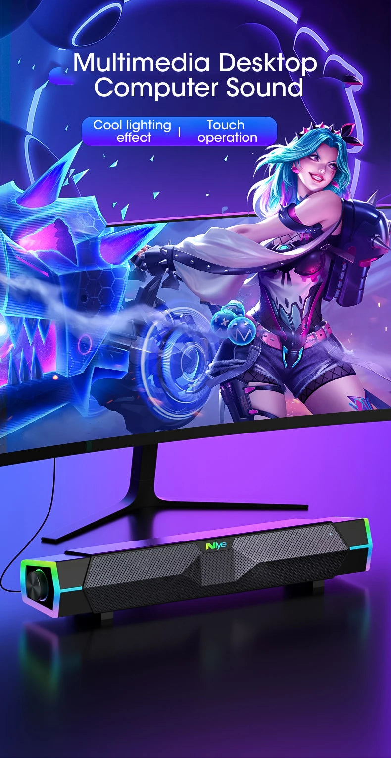 4D Bluetooth 5.0 Soundbar – Stereo Speakers with Subwoofer