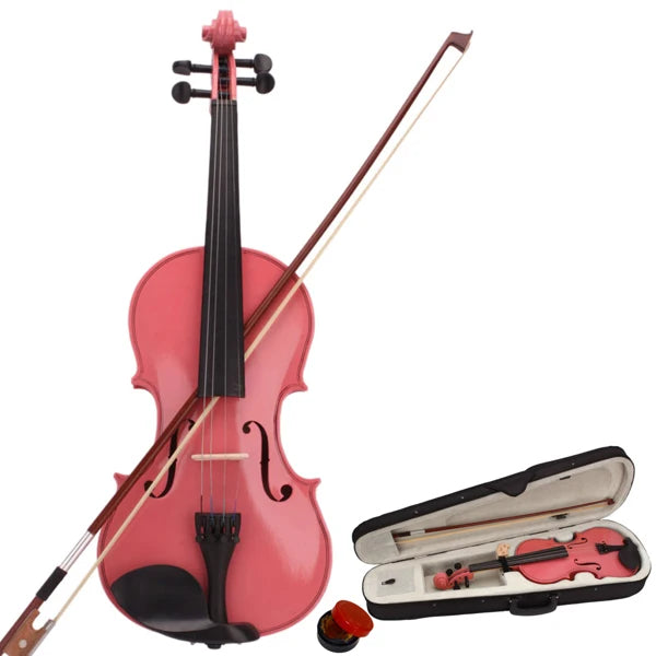 1/4 Acoustic Violin Set – Pink with Case & Bow