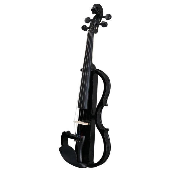 Full Size 4/4 Bunnel Edge Electric Silent Violin – Black with Case, Bow & Accessories