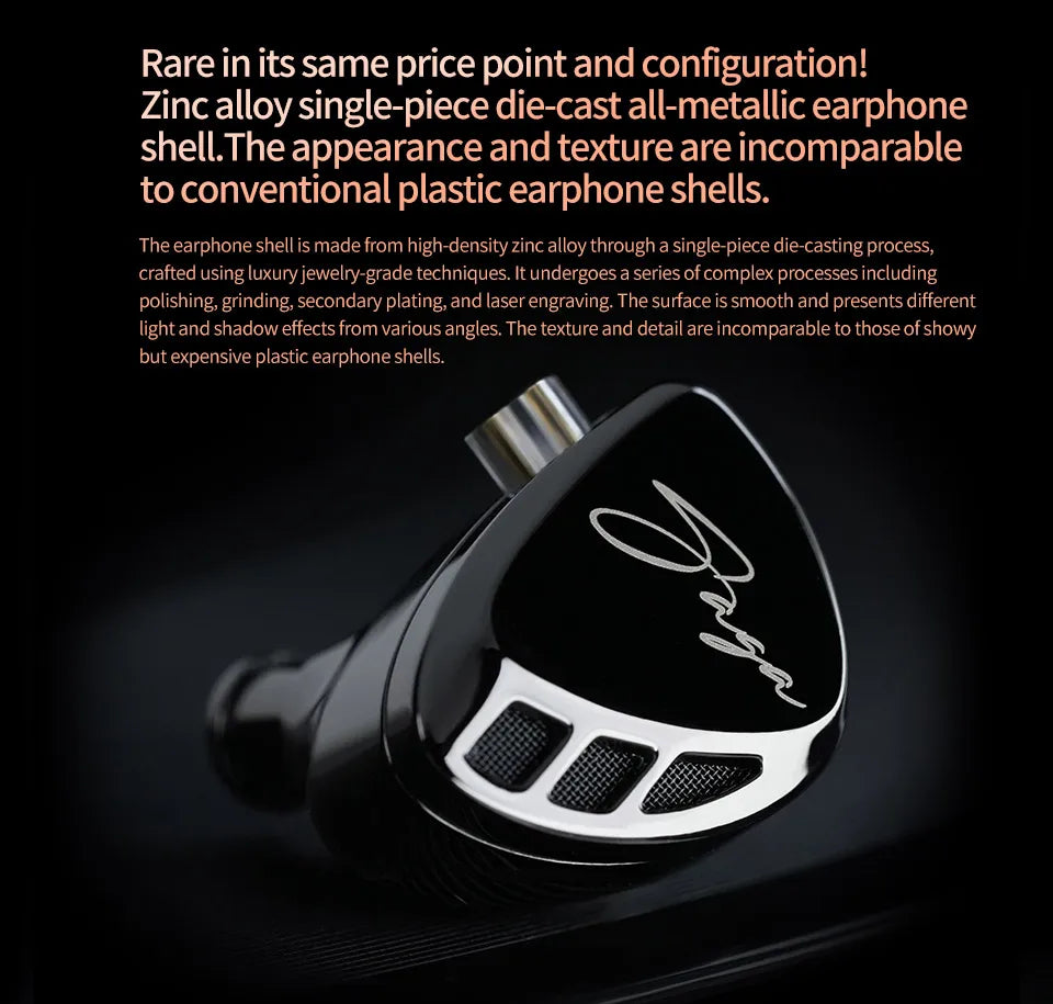 KZ Saga In-Ear Earphones – HiFi Stereo Bass with 2-Pin Cable
