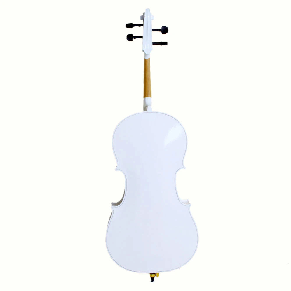 4/4 Full Size Wooden Cello – With Bag, Bow, Rosin & Bridge (White)