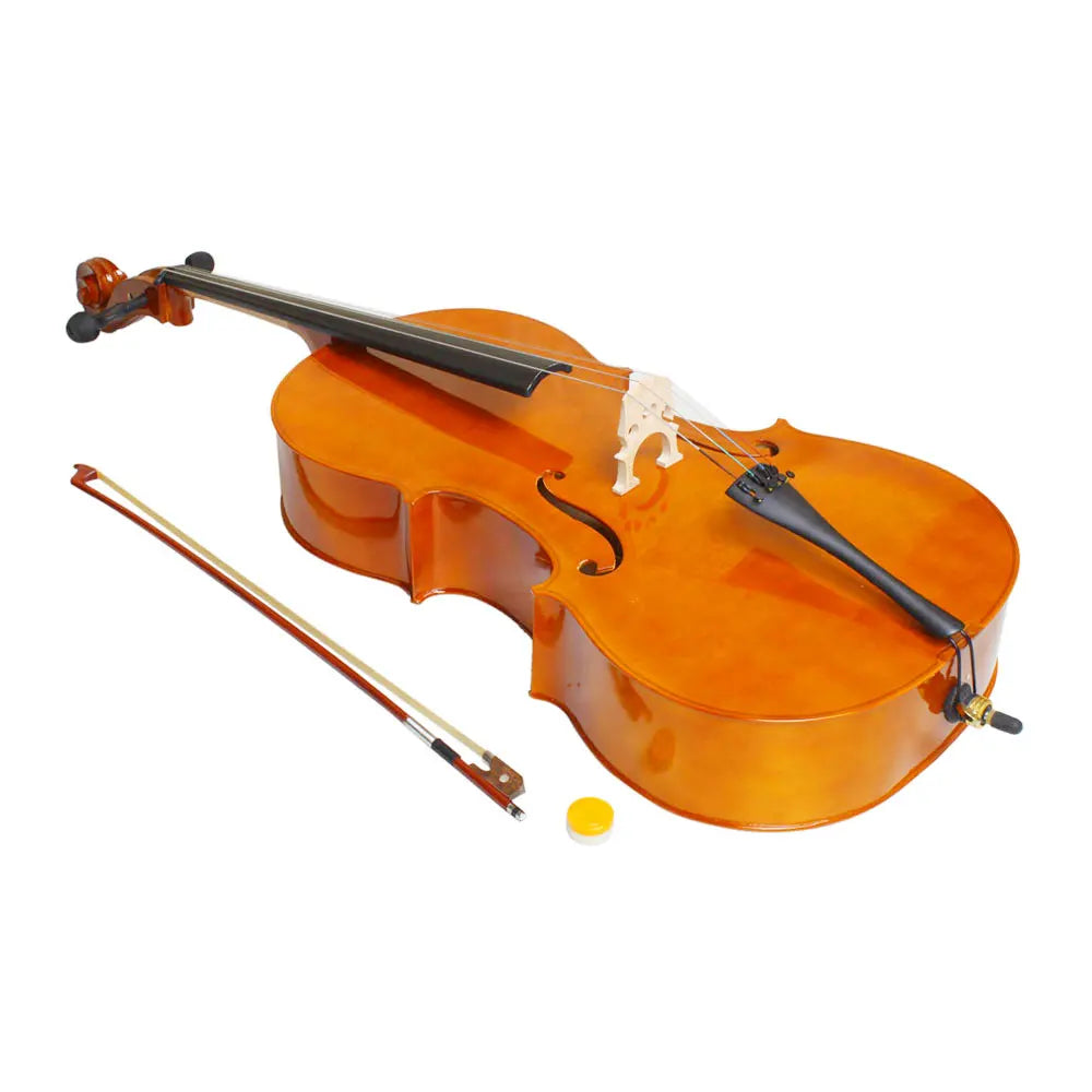 4/4 Full Size Wooden Cello – With Bag, Bow, Rosin & Bridge (Natural)