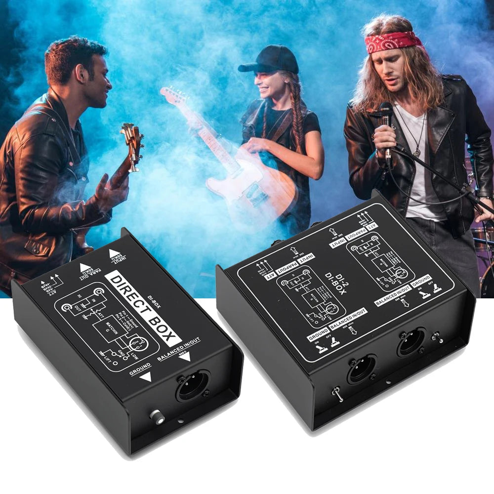 Professional Passive DI Box – Hum Eliminator for Guitar & Bass