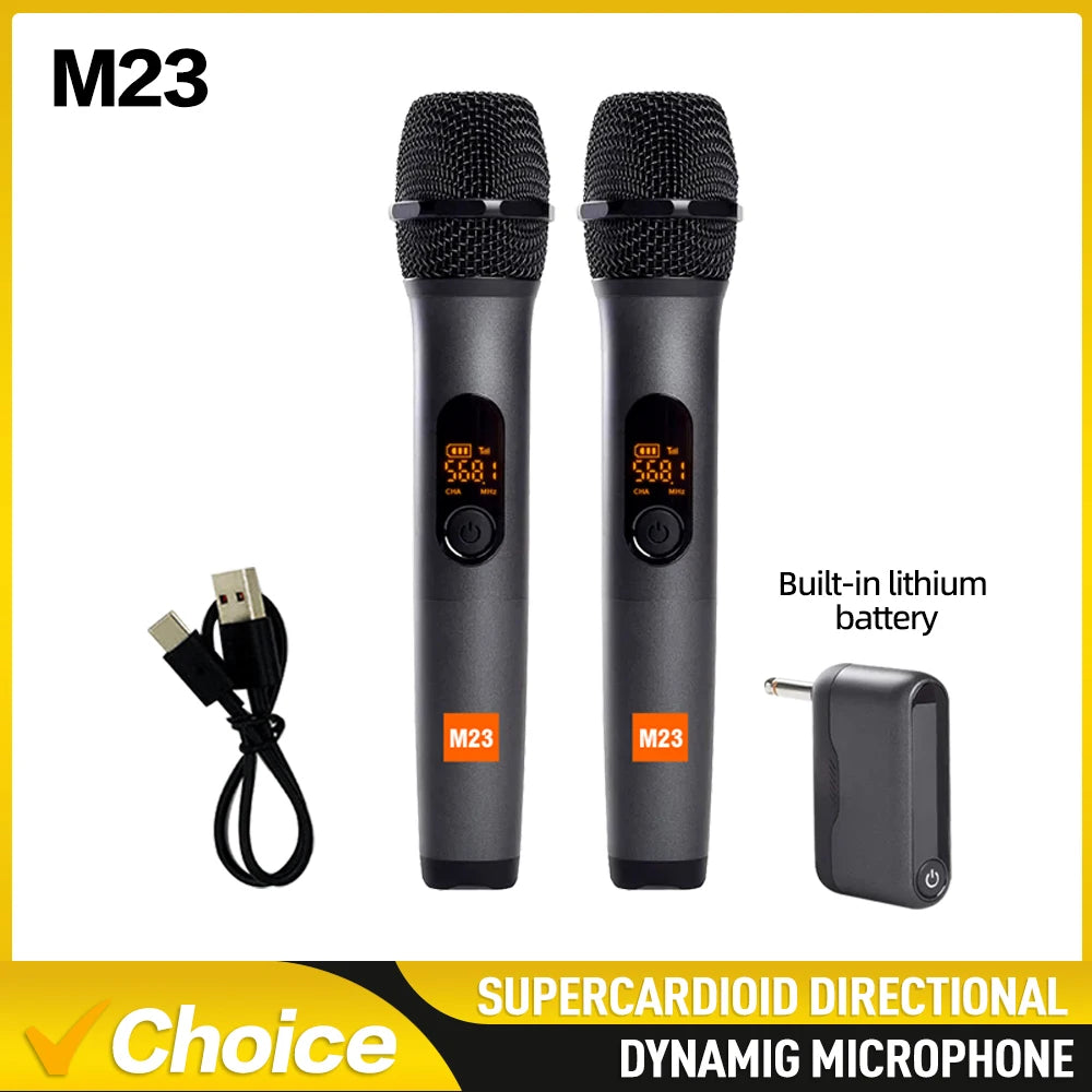 M23 UHF Wireless Microphone System – 2-Channel Handheld Mics