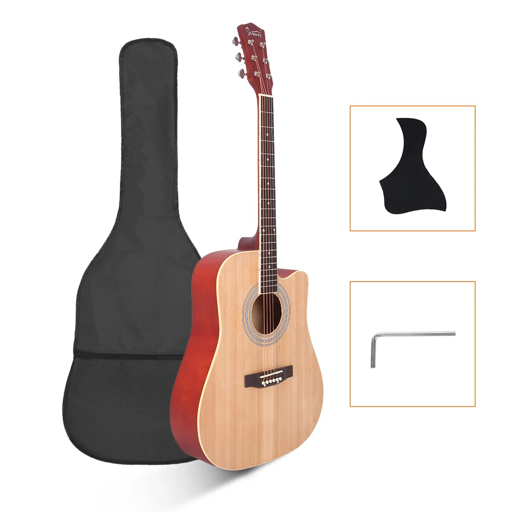 Glarry GT502 41" Folk Guitar – Spruce Top, Burlywood Finish