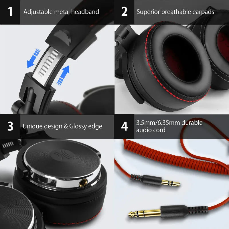 Oneodio Pro 50 Over-Ear Wired Studio Headphones – DJ Monitor with Mic
