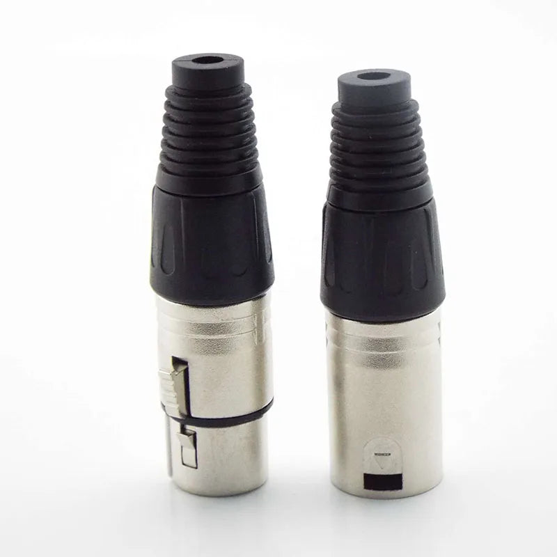 3-Pin/4-Pin XLR Audio Cable Connector – Mic Male Plug & Female Jack Adapter