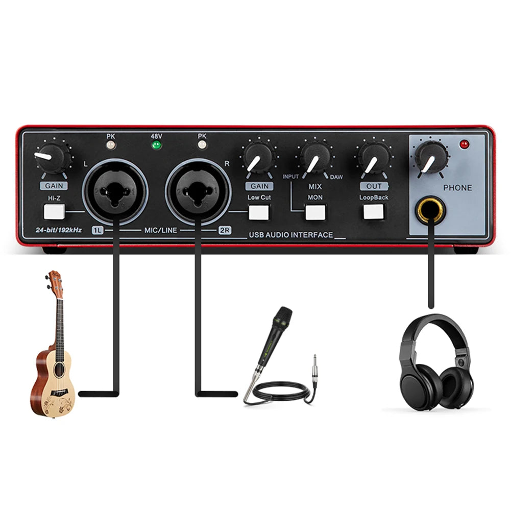MD22 Portable USB Sound Card – 48V Phantom Power, 24-bit/192kHz Audio Interface
