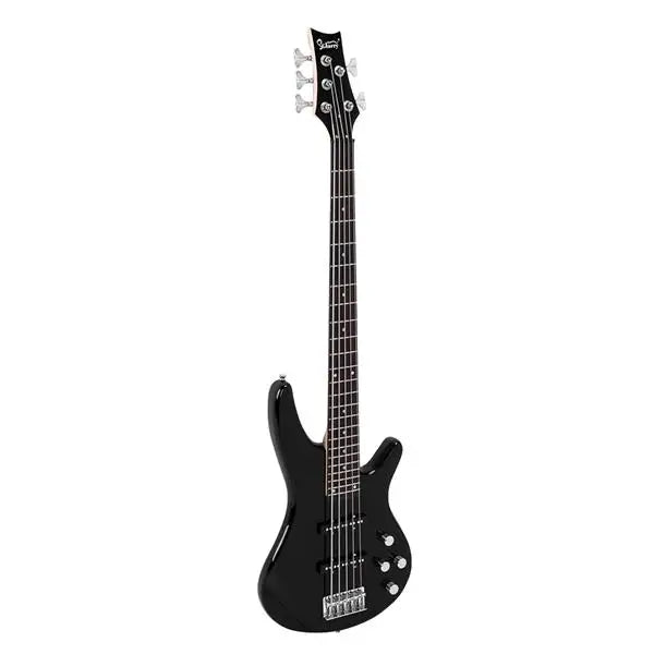 GIB 5-String Electric Bass Guitar – Black with Bag & Accessories