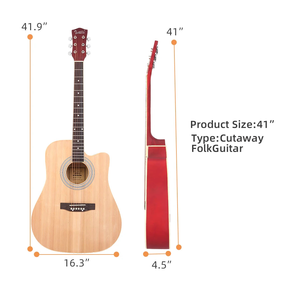 Glarry GT502 41" Folk Guitar – Spruce Top, Burlywood Finish