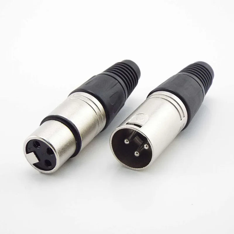 3-Pin/4-Pin XLR Audio Cable Connector – Mic Male Plug & Female Jack Adapter