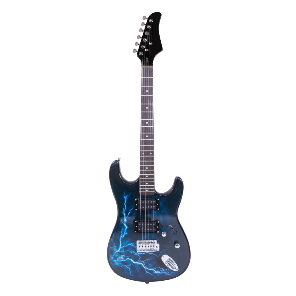 22-Fret Electric Guitar Bundle – Black & Dark Blue with Accessories