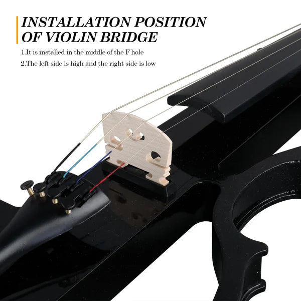 Full Size 4/4 Bunnel Edge Electric Silent Violin – Black with Case, Bow & Accessories