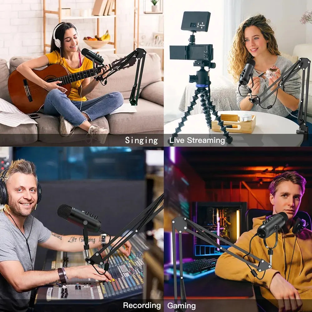 Haomuren Professional USB Podcast Microphone Kit – Condenser Mic with Boom Arm