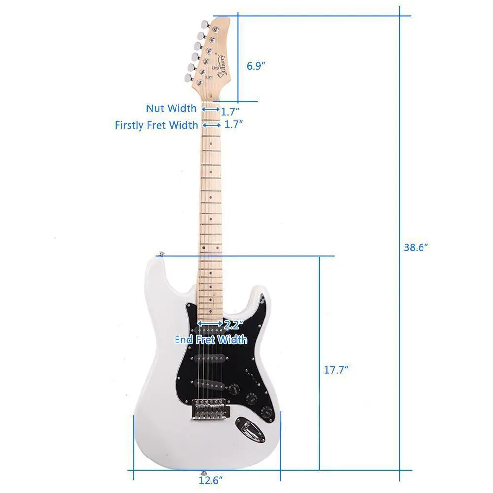 Glarry 6-String Right-Handed Bass Guitar Kit – White with Bag