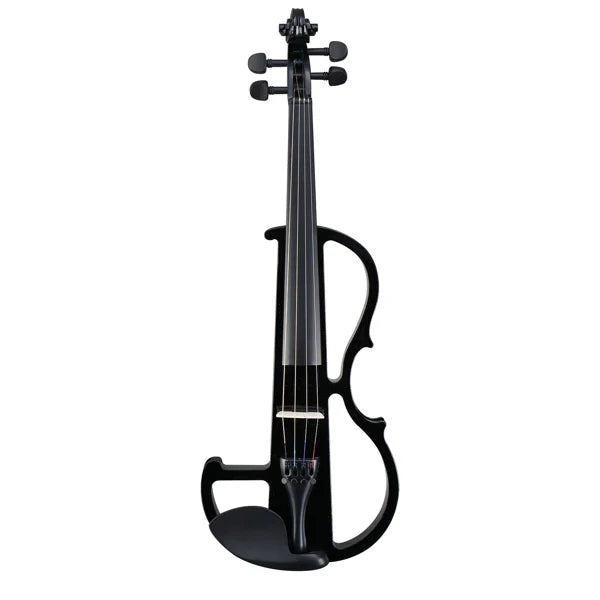 Full Size 4/4 Bunnel Edge Electric Silent Violin – Black with Case, Bow & Accessories