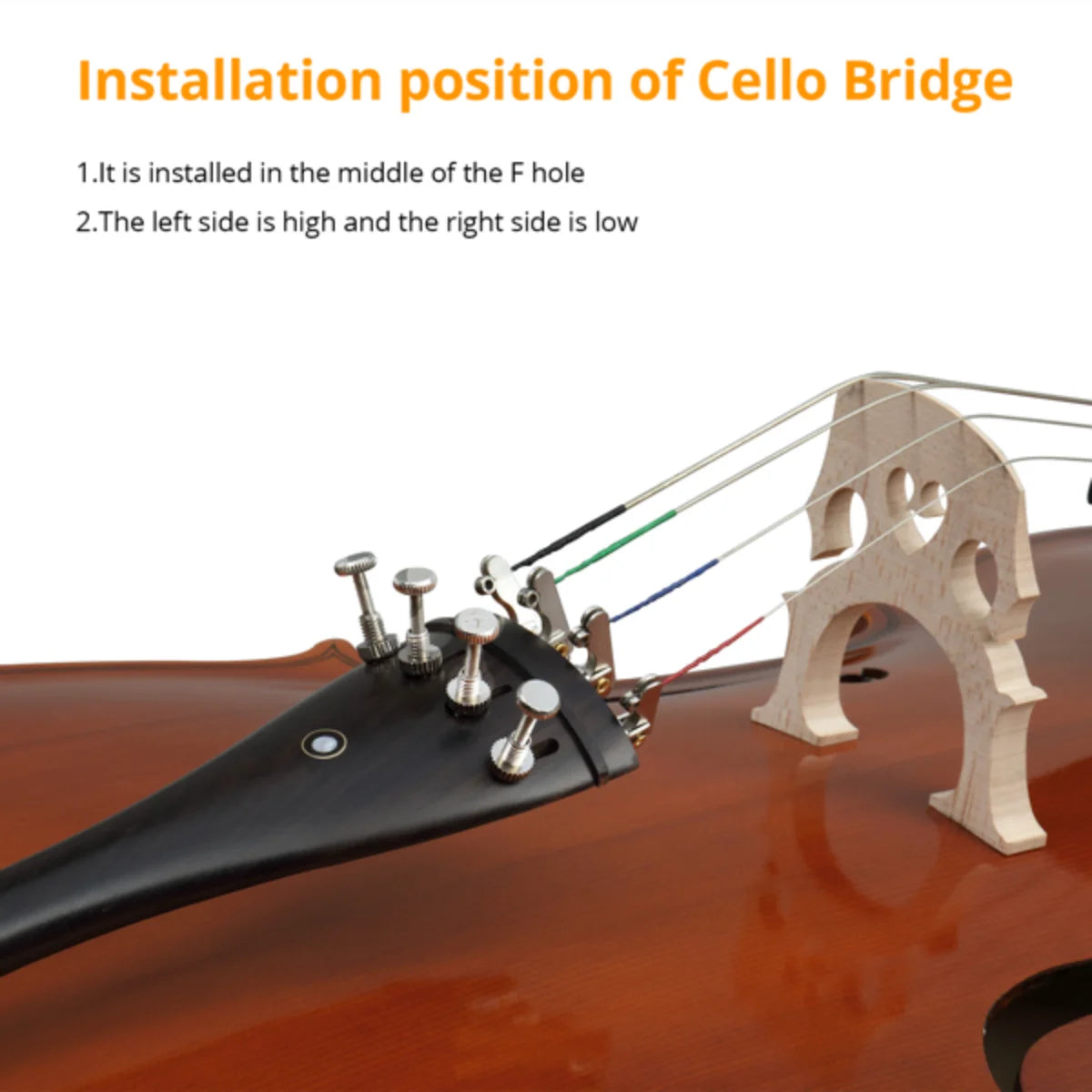 4/4 Spruce Cello – Natural Tiger Pattern with Bag & Accessories