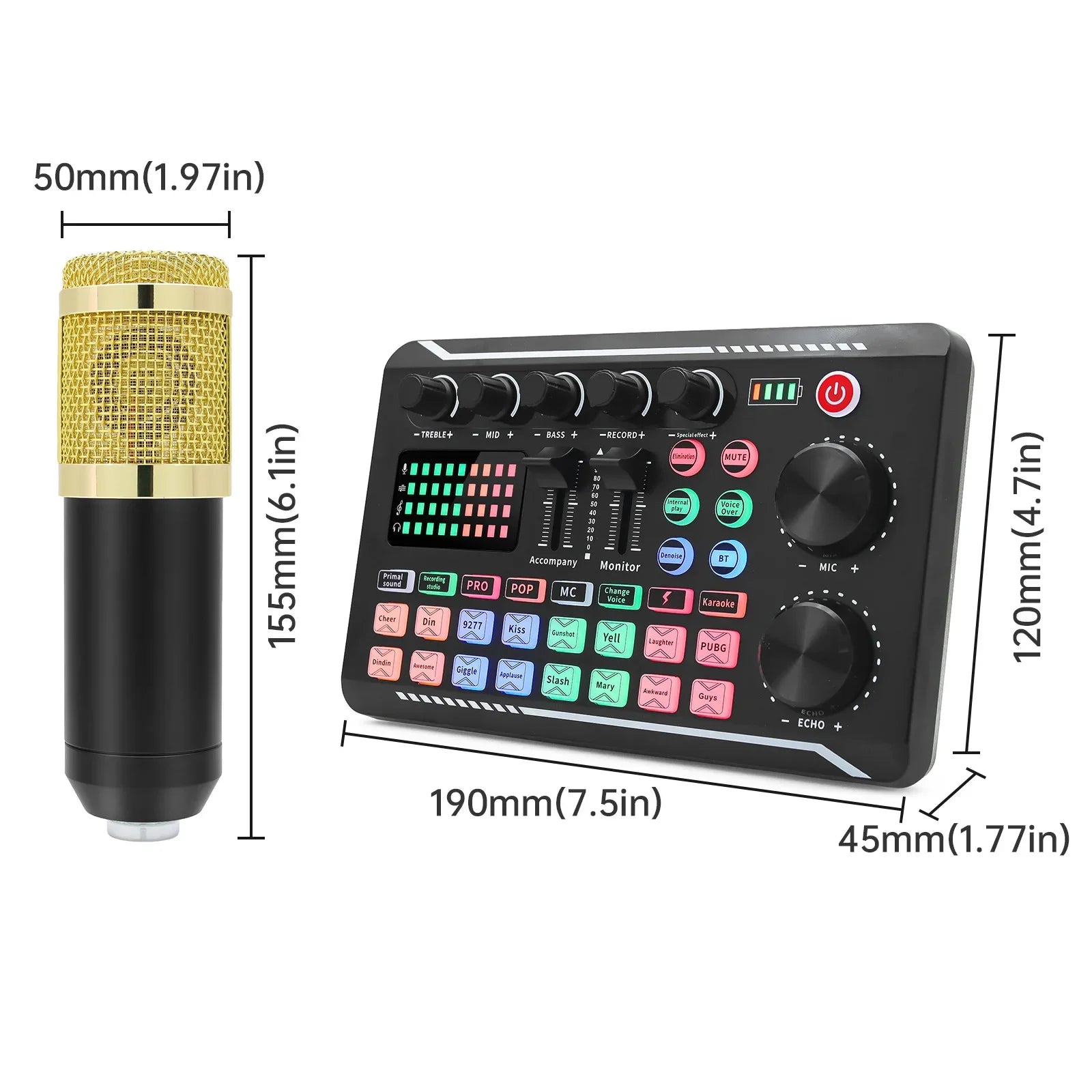 F998 Sound Card & BM800 Mic Kit – Audio Mixer for Streaming & Recording