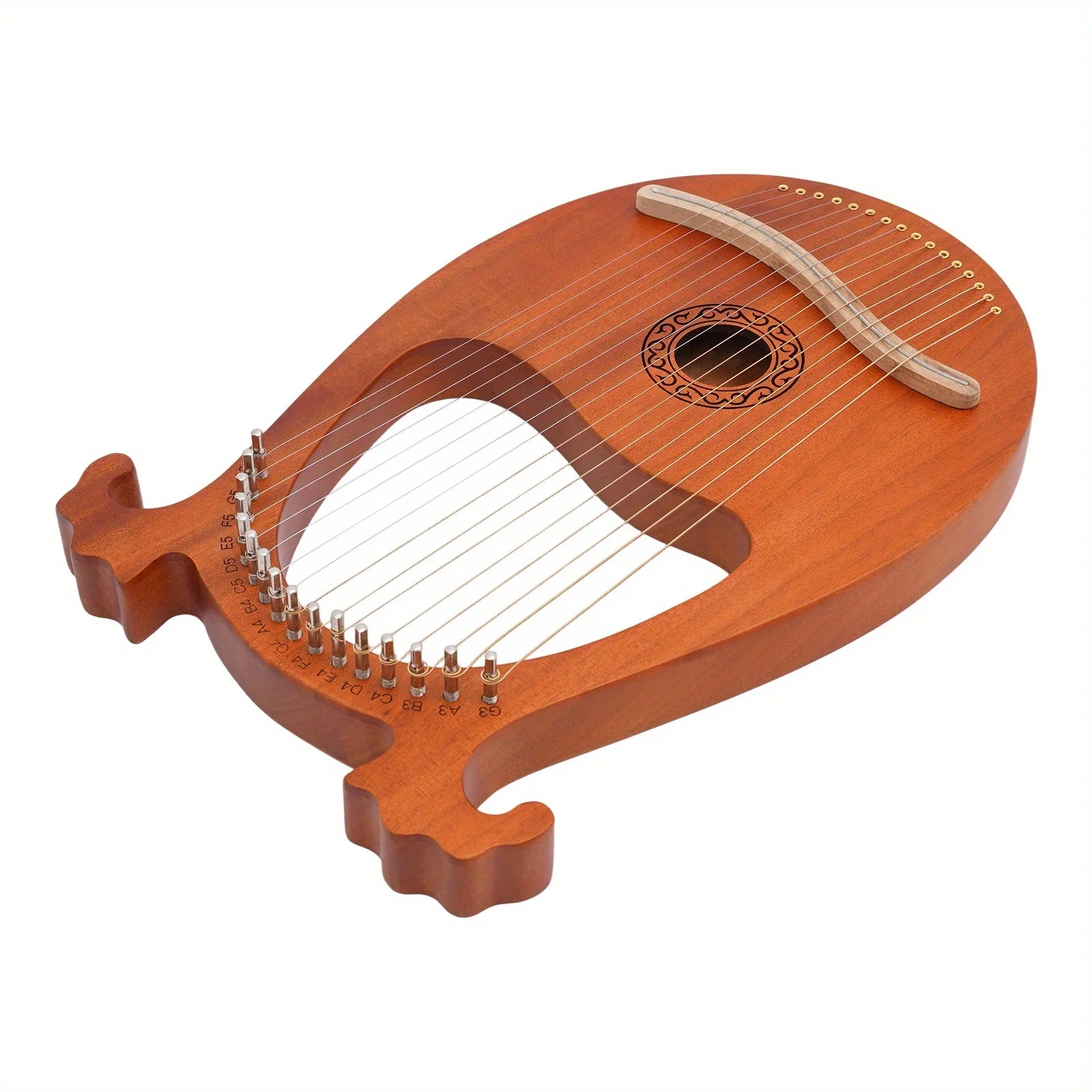 16-String Mahogany Lyre Harp – Portable Musical Instrument