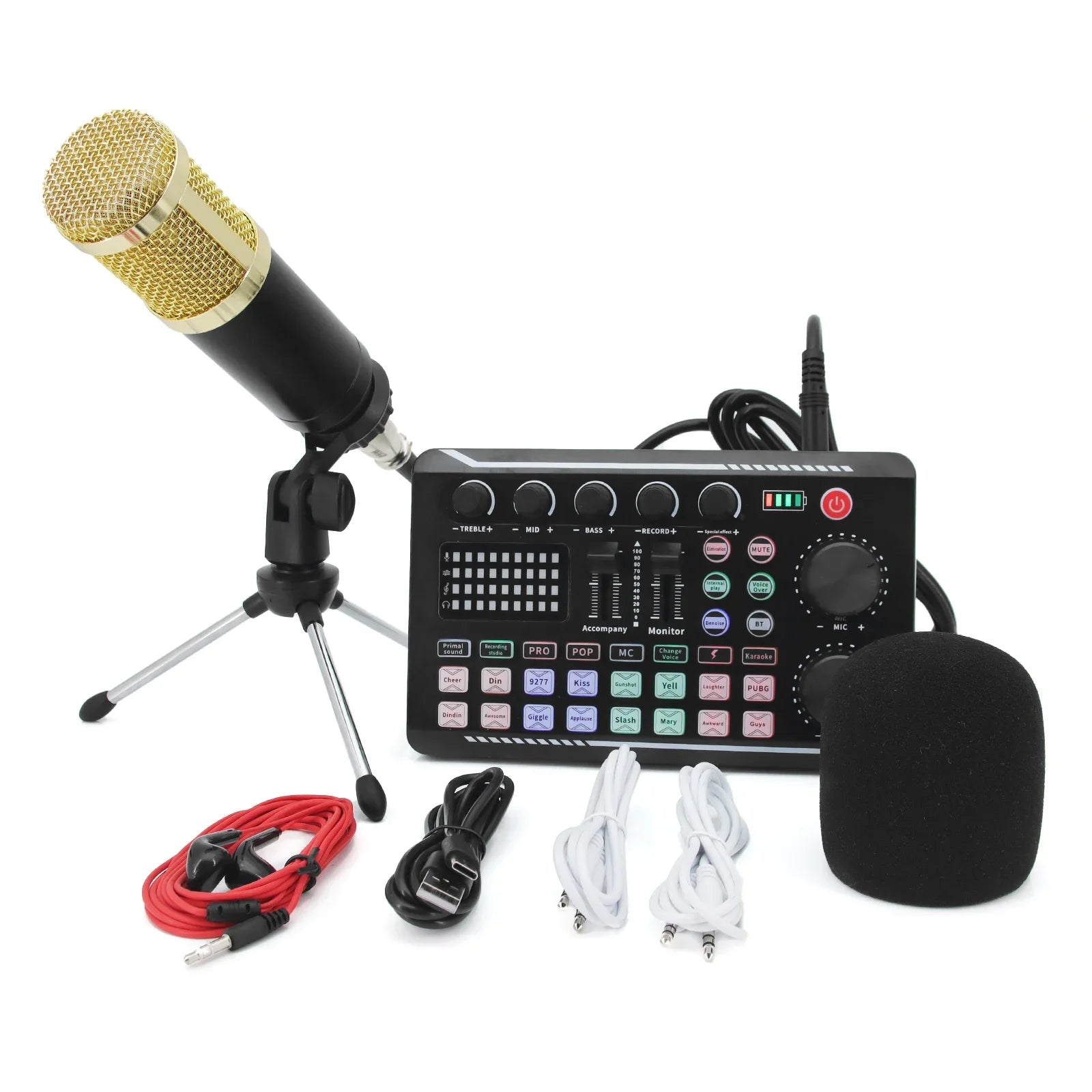 F998 Sound Card & BM800 Mic Kit – Audio Mixer for Streaming & Recording