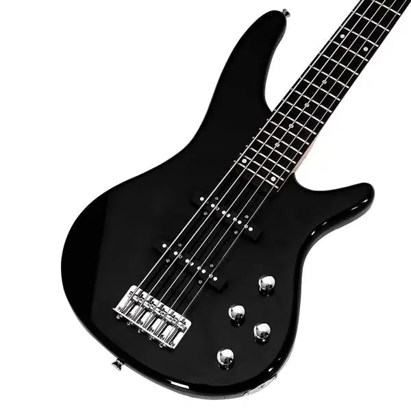 GIB 5-String Electric Bass Guitar – Black with Bag & Accessories