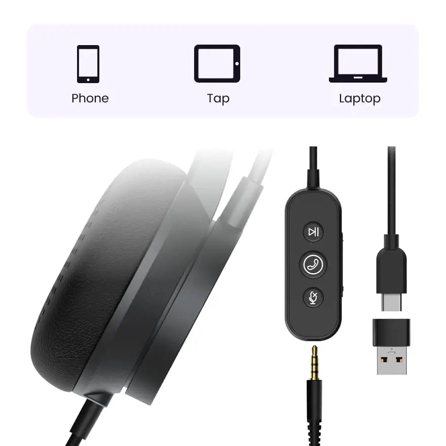Clearance Sale Wired Over-Ear Headphones with Mic – Noise Cancelling Headset