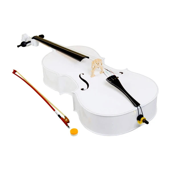 4/4 Full Size Wooden Cello – With Bag, Bow, Rosin & Bridge (White)