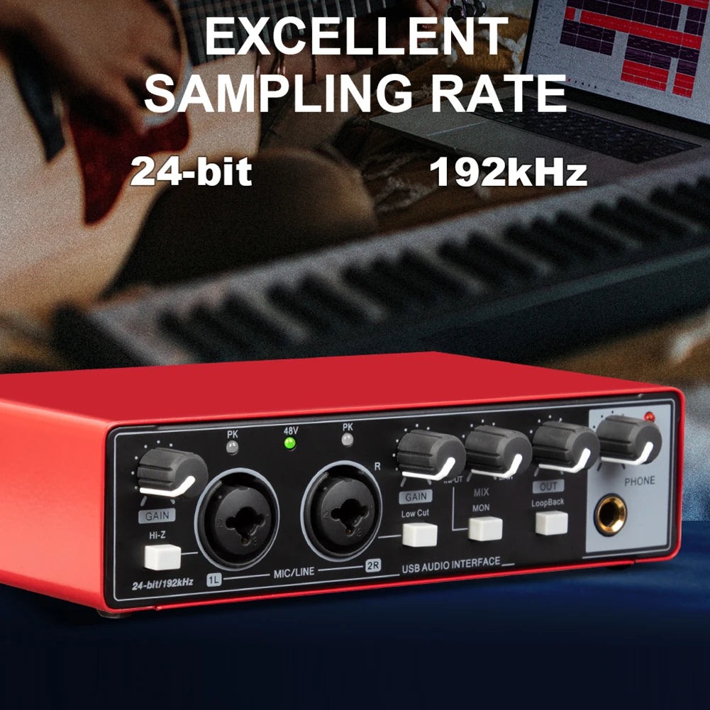 MD22 Portable USB Sound Card – 48V Phantom Power, 24-bit/192kHz Audio Interface