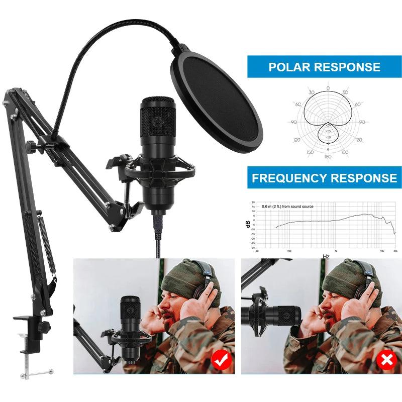 BM-800 Condenser Microphone – Studio Mic for Karaoke, Gaming & Recording