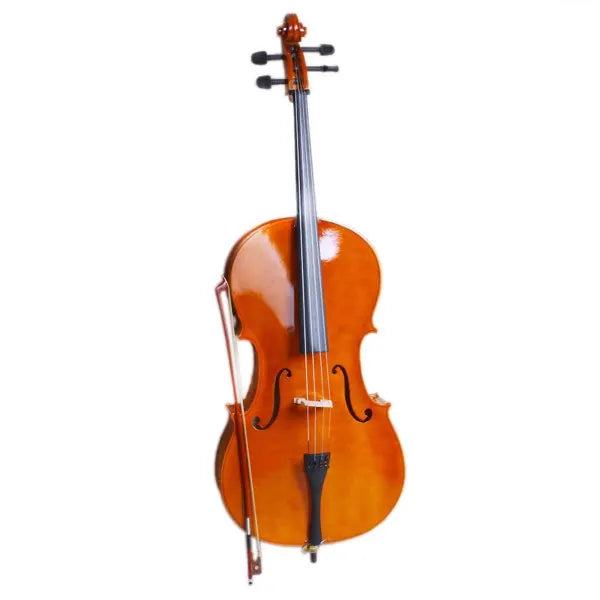 4/4 Full Size Wooden Cello – With Bag, Bow, Rosin & Bridge (Natural)
