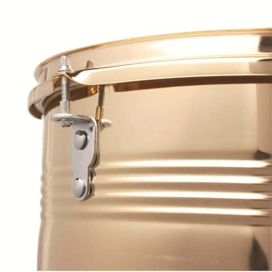 Glarry 13/14" Timbales Drum Set – Golden with Stand & Cowbell