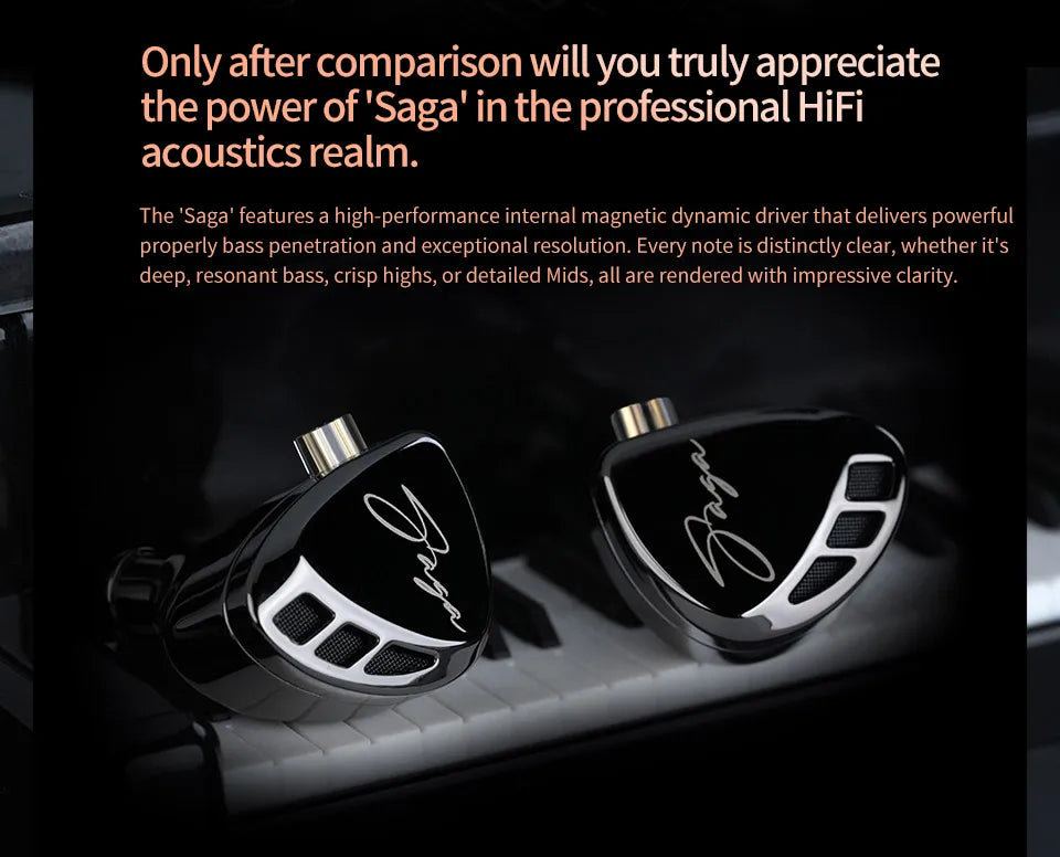 KZ Saga In-Ear Earphones – HiFi Stereo Bass with 2-Pin Cable