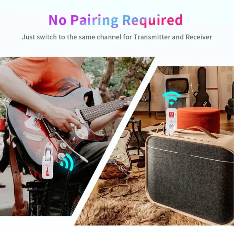 2.4G Wireless Guitar System – Rechargeable Transmitter & Receiver for Bass/Electric
