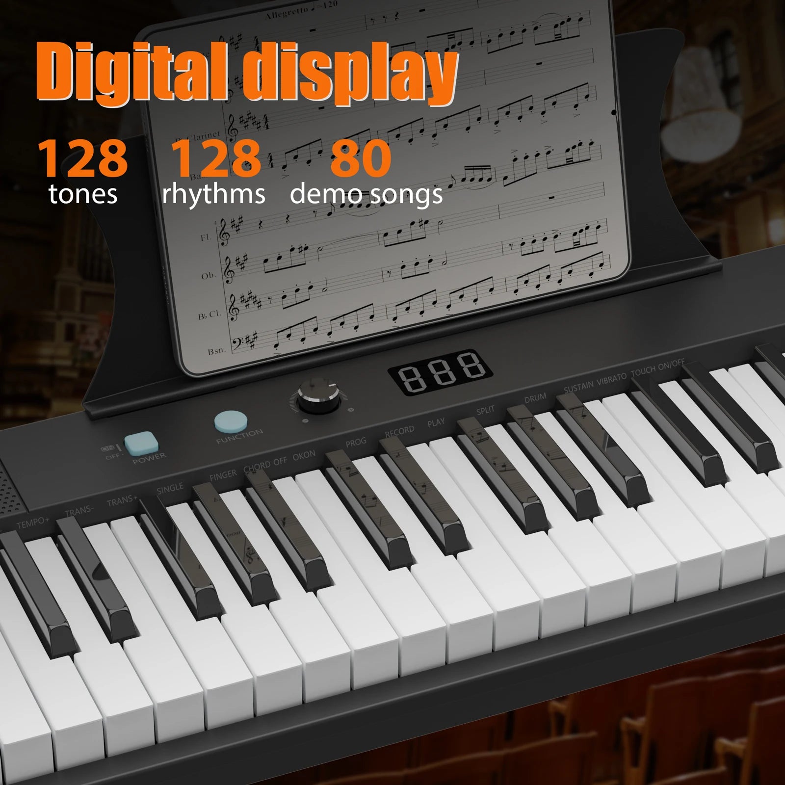 61-Key Portable Electric Keyboard – Semi-Weighted with Built-In Speakers