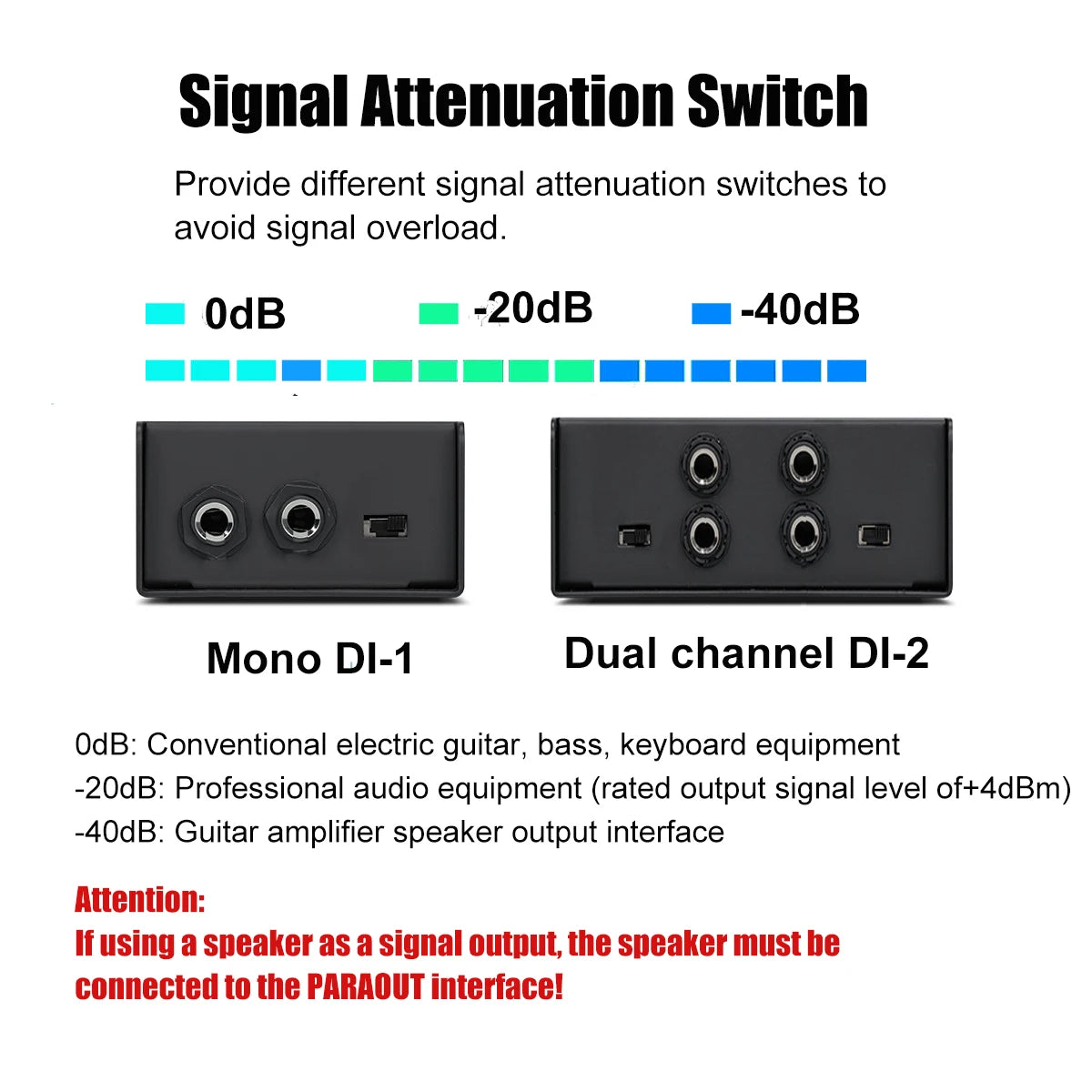 Professional Passive DI Box – Hum Eliminator for Guitar & Bass