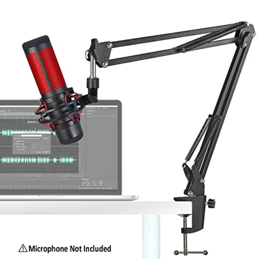 Adjustable Mic Boom Arm – Compatible with QuadCast, Blue Yeti & More