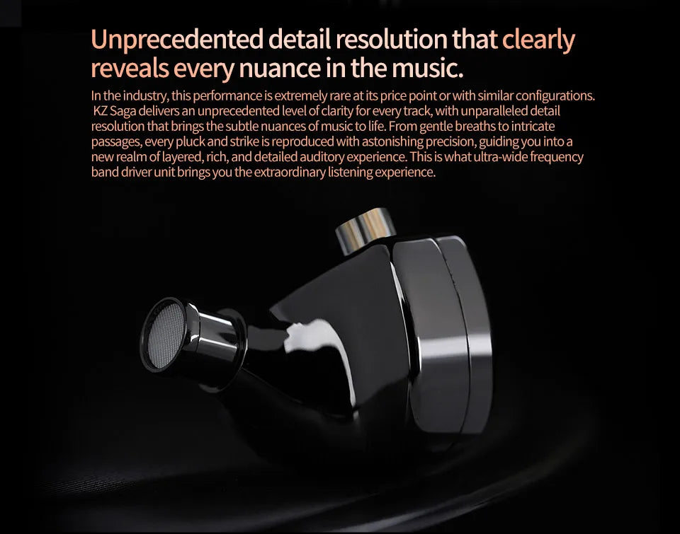 KZ Saga In-Ear Earphones – HiFi Stereo Bass with 2-Pin Cable