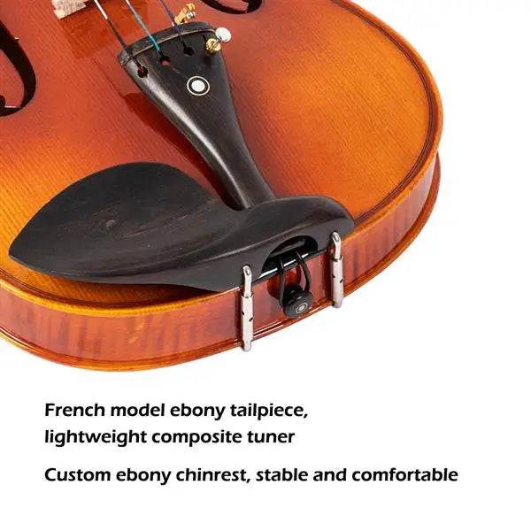 4/4 Spruce Violin – Natural Wood with Rectangular Case & Octagonal Bow