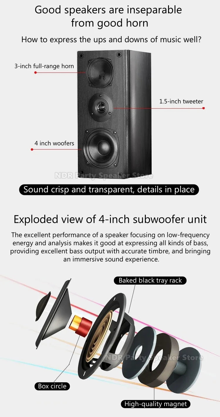 IBALL-X5 4" Bookshelf Speakers – Powered Studio Monitors 60W Pair