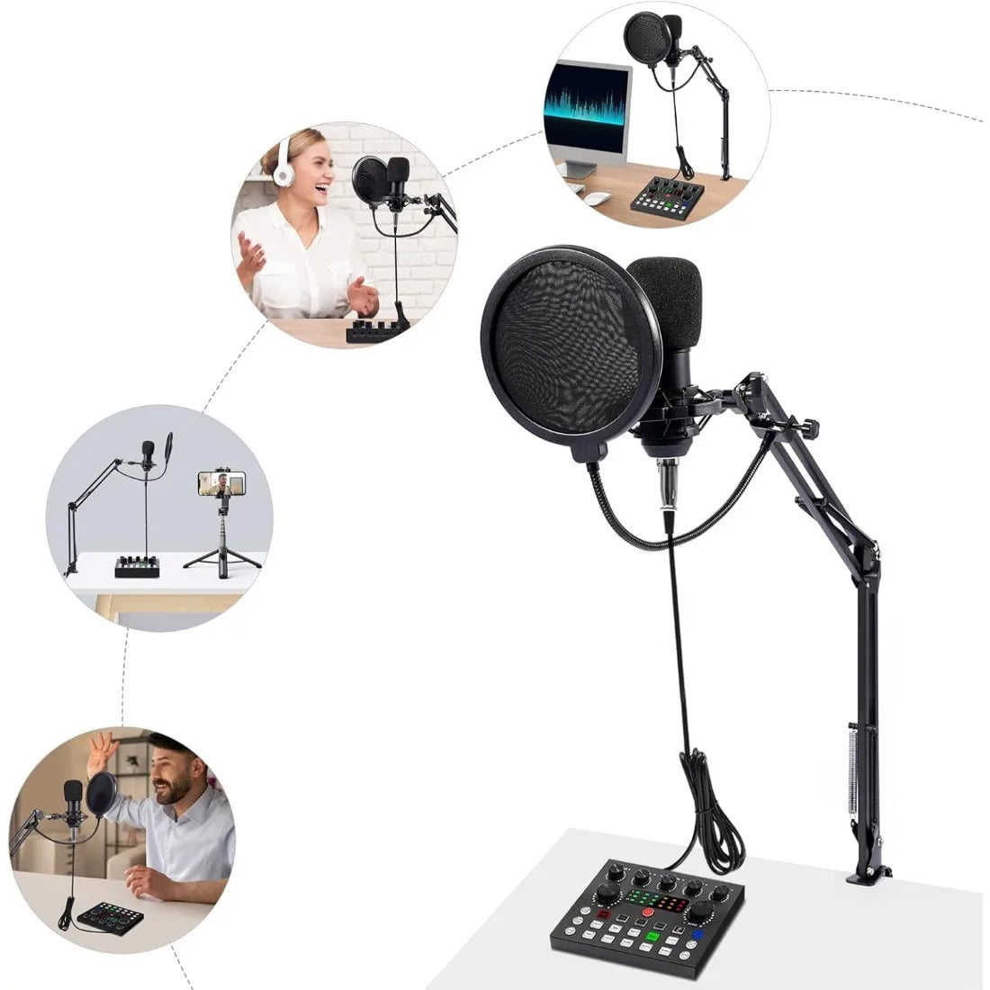 Podcast Sound Card Bundle – BM800 Mic with 192kHz Audio & Effects