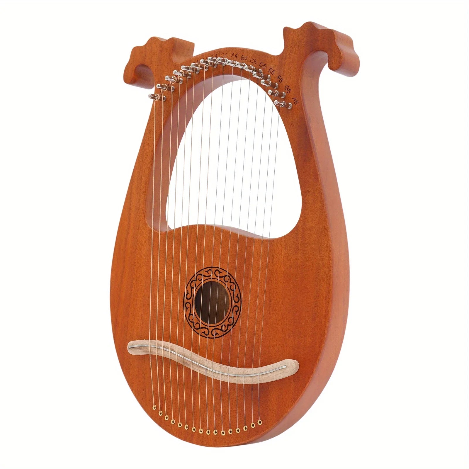 16-String Mahogany Lyre Harp – Portable Musical Instrument