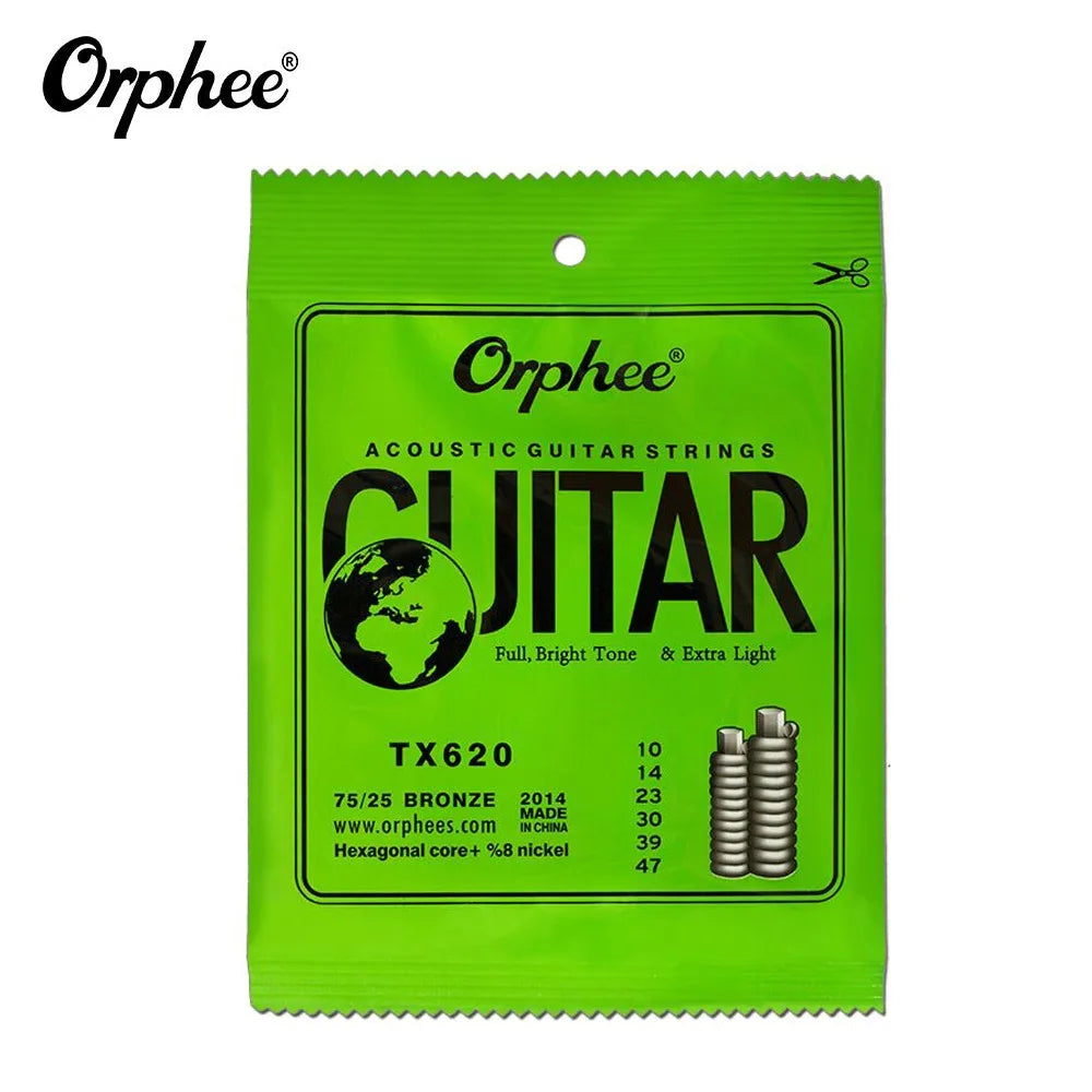 Orphee TX620 Acoustic Guitar Strings – 6pcs Phosphor Bronze, Extra Light