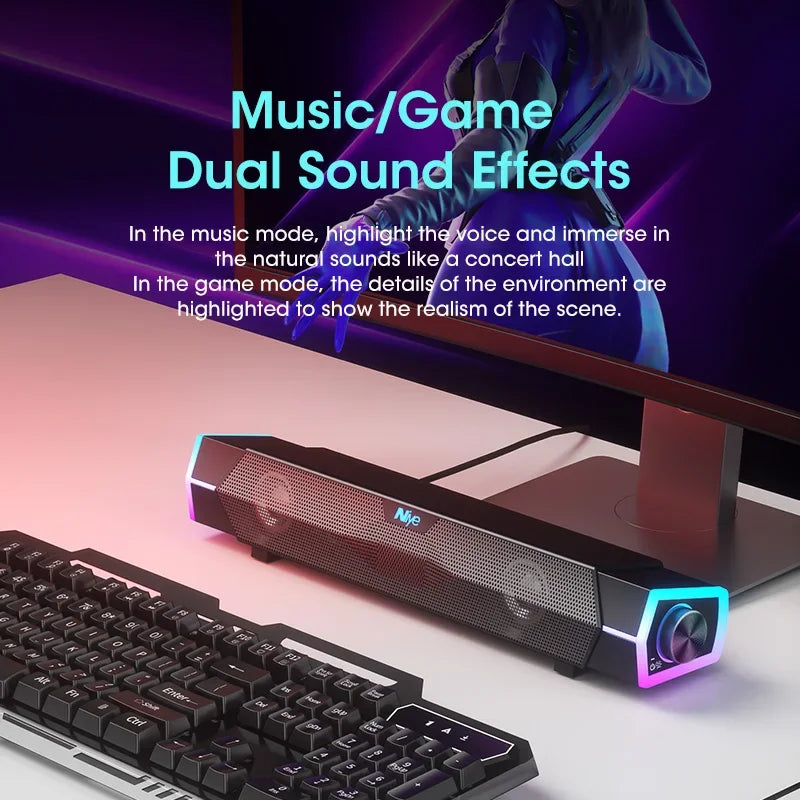 4D Bluetooth 5.0 Soundbar – Stereo Speakers with Subwoofer